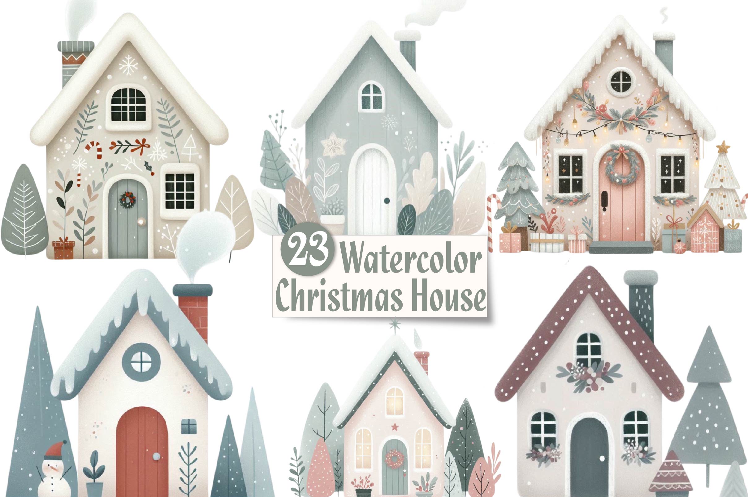 Christmas House Clipart Bundle - CraftNest - Digital Crafting and Art