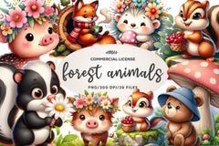 Woodland Forest Animals Clipart Bundle - CraftNest - Digital Crafting and Art