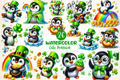St Patricks Day Cute Penguin Clipart Bundle - CraftNest - Digital Crafting and Art