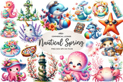 Cute Nautical Spring Clipart Bundle - CraftNest - Digital Crafting and Art