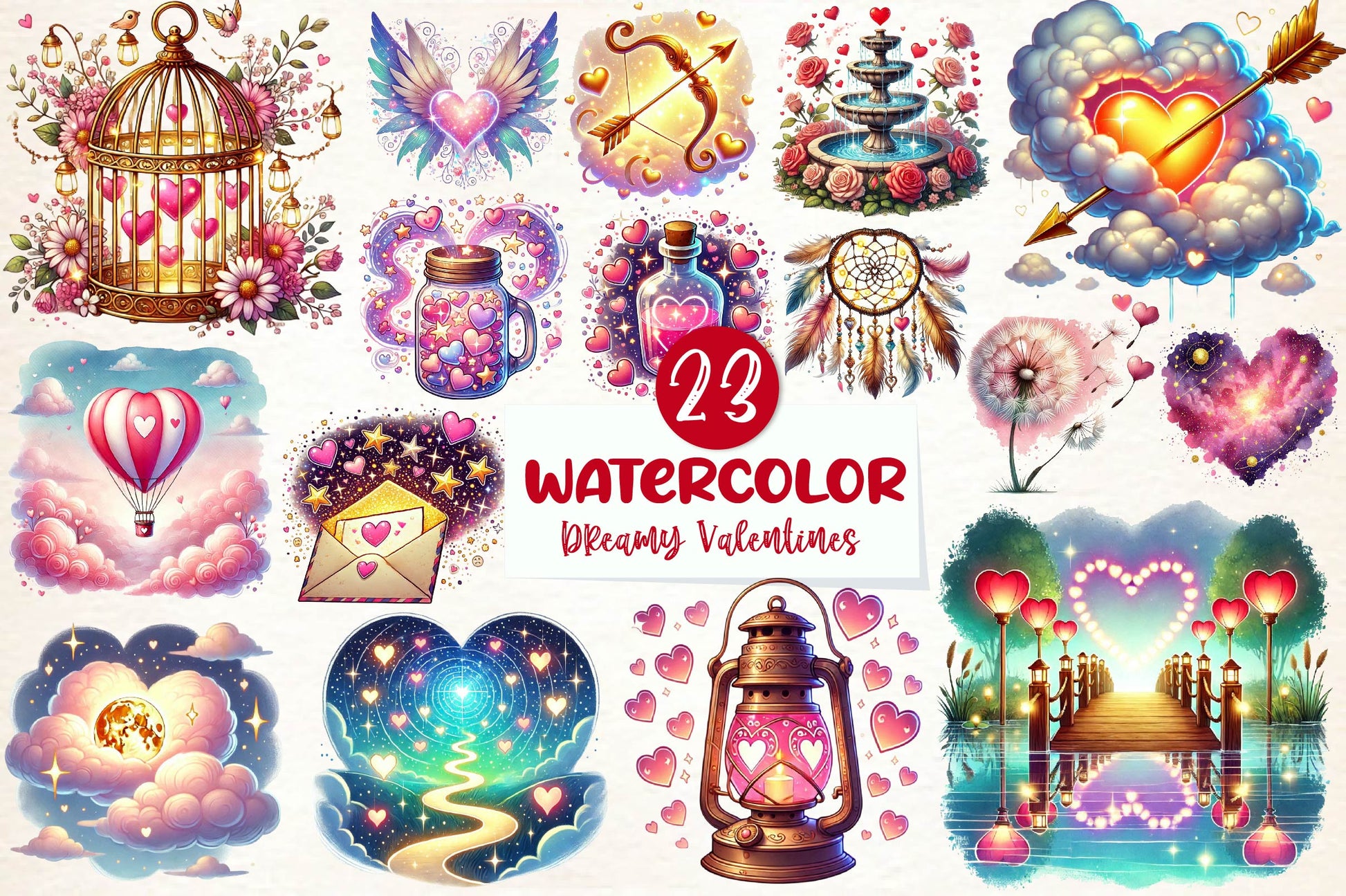 Dreamy Valentines Day Clipart Bundle - CraftNest - Digital Crafting and Art