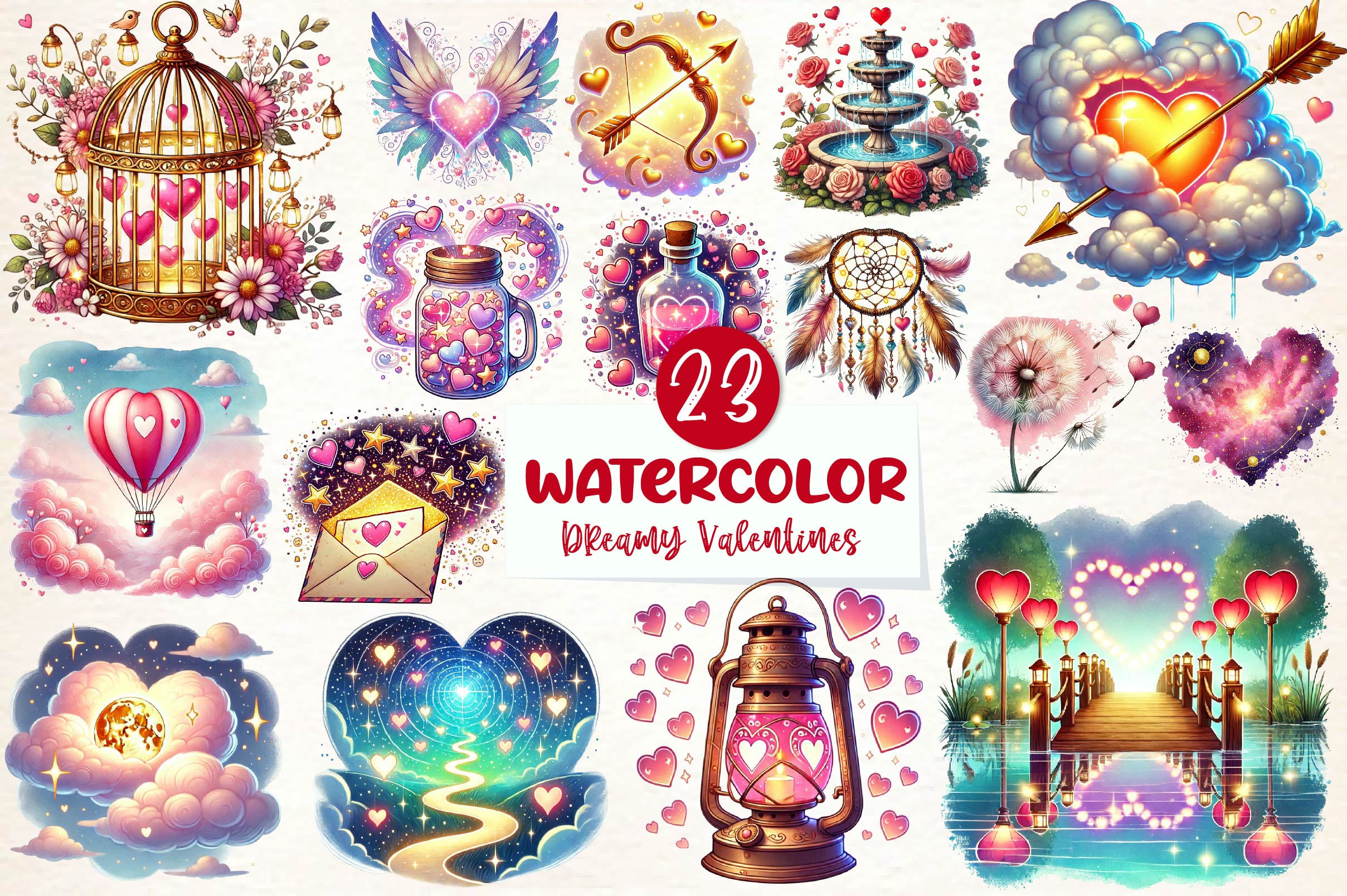 Dreamy Valentines Day Clipart Bundle - CraftNest - Digital Crafting and Art