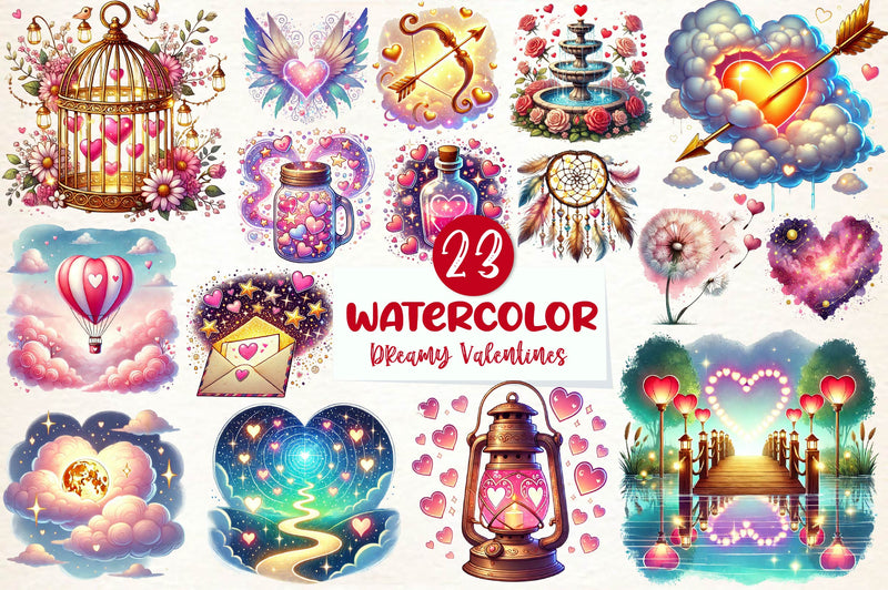 Dreamy Valentines Day Clipart Bundle - CraftNest - Digital Crafting and Art