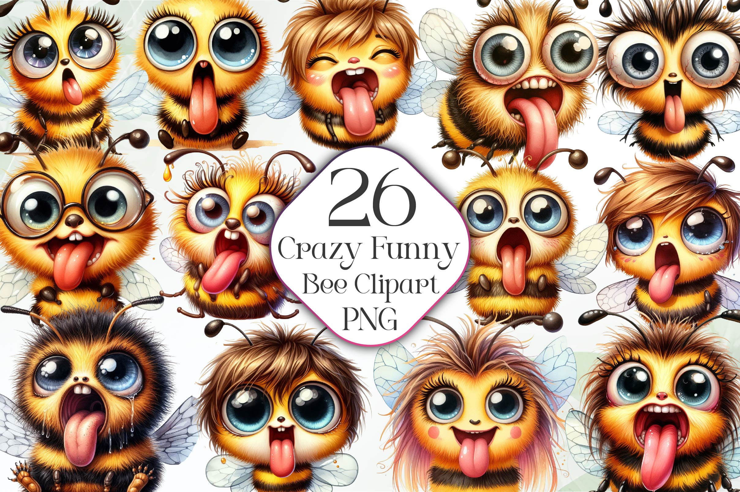 Crazy Funny Bee Clipart Bundle - CraftNest - Digital Crafting and Art