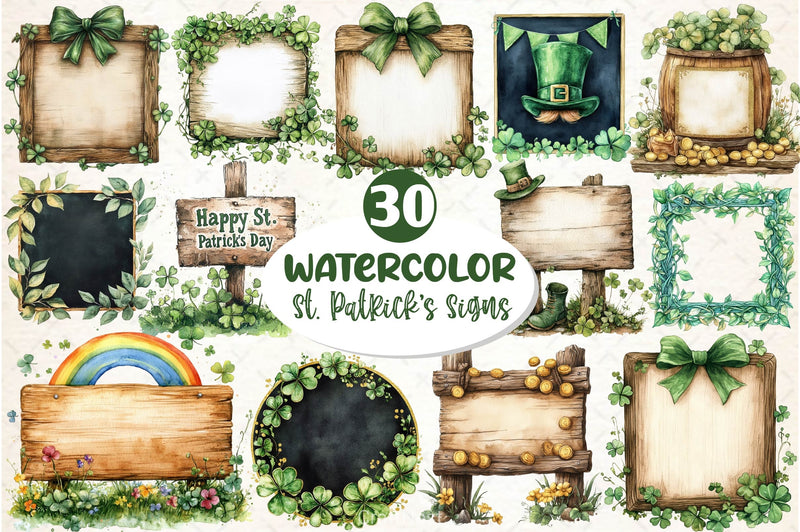St Patricks Day Signs Clipart Bundle - CraftNest - Digital Crafting and Art