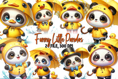 Funny Little Pandas Umbrella Clipart Bundle - CraftNest - Digital Crafting and Art