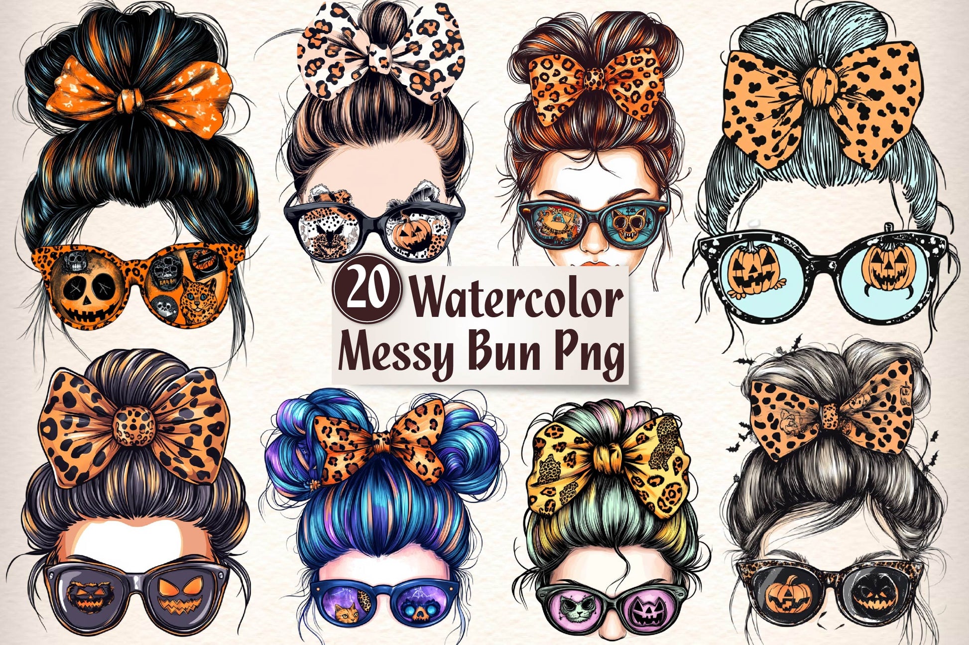 Messy Bun Halloween Clipart Bundle - CraftNest - Digital Crafting and Art