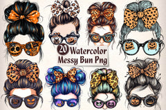 Messy Bun Halloween Clipart Bundle - CraftNest - Digital Crafting and Art