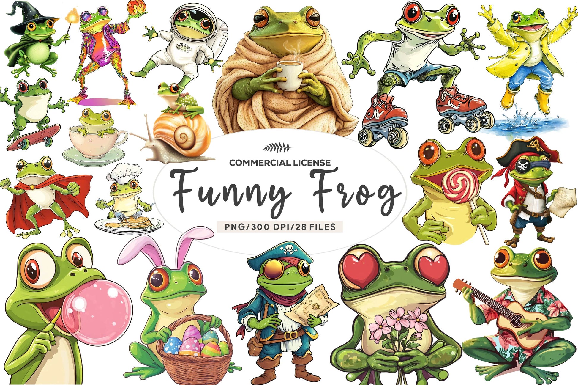 Quirky Funny Frog Clipart Bundle - CraftNest - Digital Crafting and Art