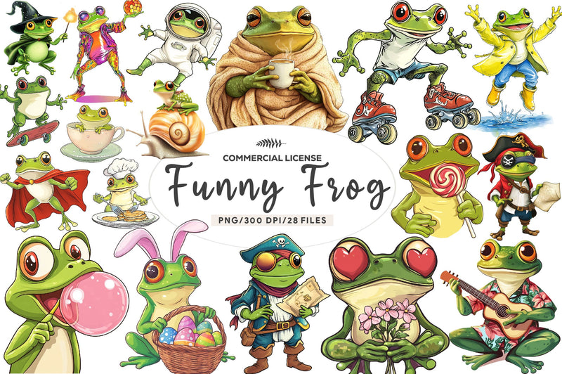 Quirky Funny Frog Clipart Bundle - CraftNest - Digital Crafting and Art