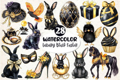 Glitter Luxury Black Easter Clipart Bundle 3 - CraftNest - Digital Crafting and Art