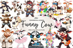 Quirky Funny Cow Clipart Bundle - CraftNest - Digital Crafting and Art