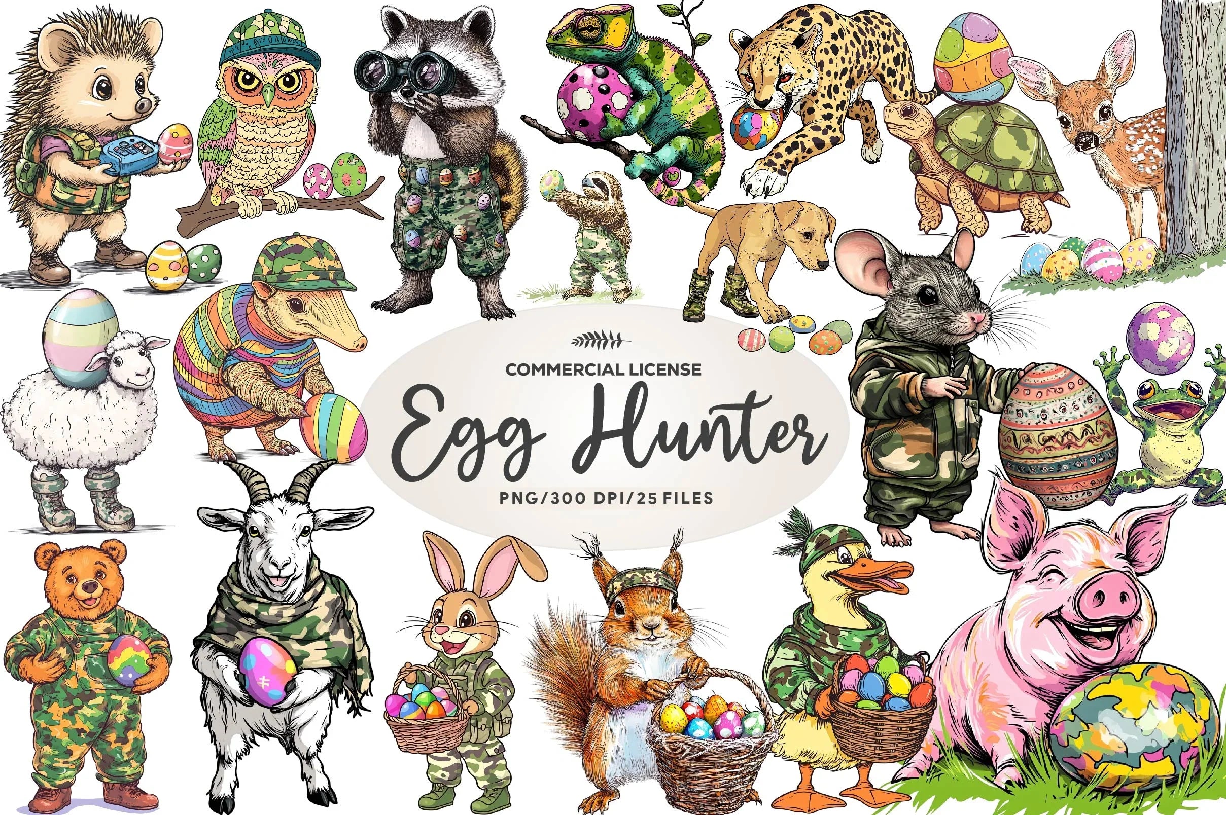 Egg Hunter Camo Animal Clipart Bundle - CraftNest - Digital Crafting and Art