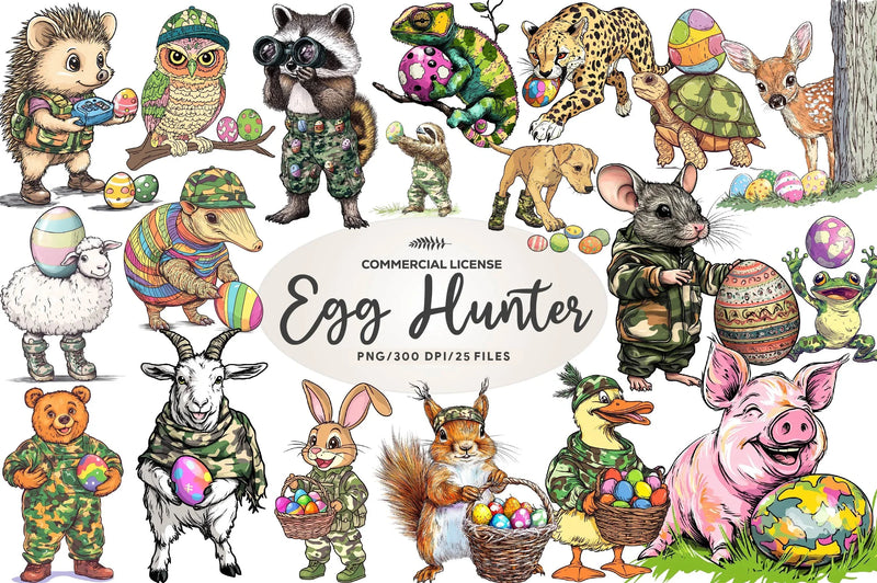 Egg Hunter Camo Animal Clipart Bundle - CraftNest - Digital Crafting and Art