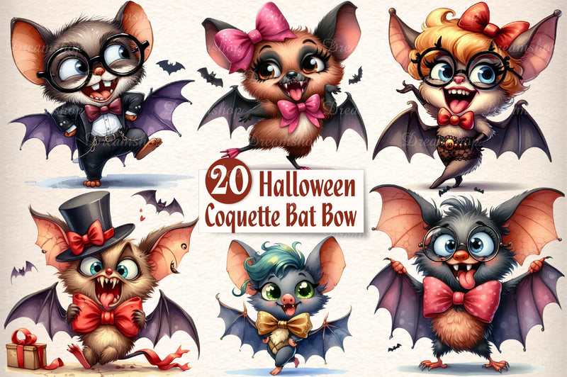 Coquette Bat Bow Halloween Clipart Bundle - CraftNest - Digital Crafting and Art
