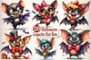 Coquette Bat Bow Halloween Clipart Bundle