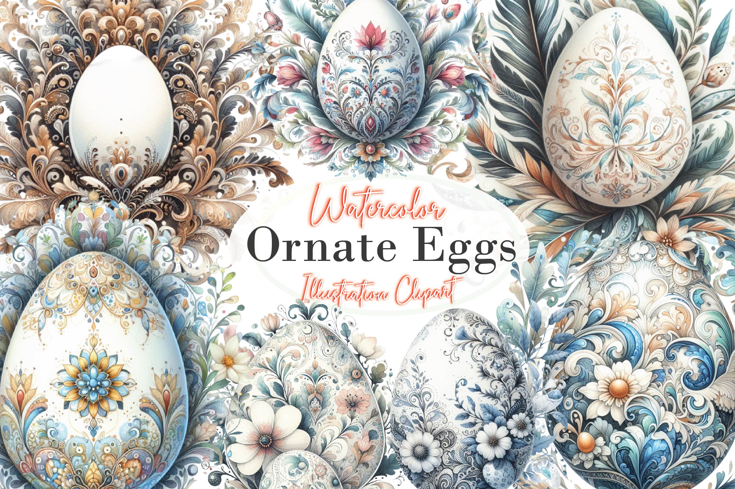 Ornate Eggs Clipart Bundle - CraftNest - Digital Crafting and Art