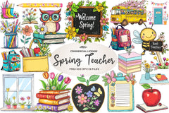 Spring Teacher School Clipart Bundle - CraftNest - Digital Crafting and Art