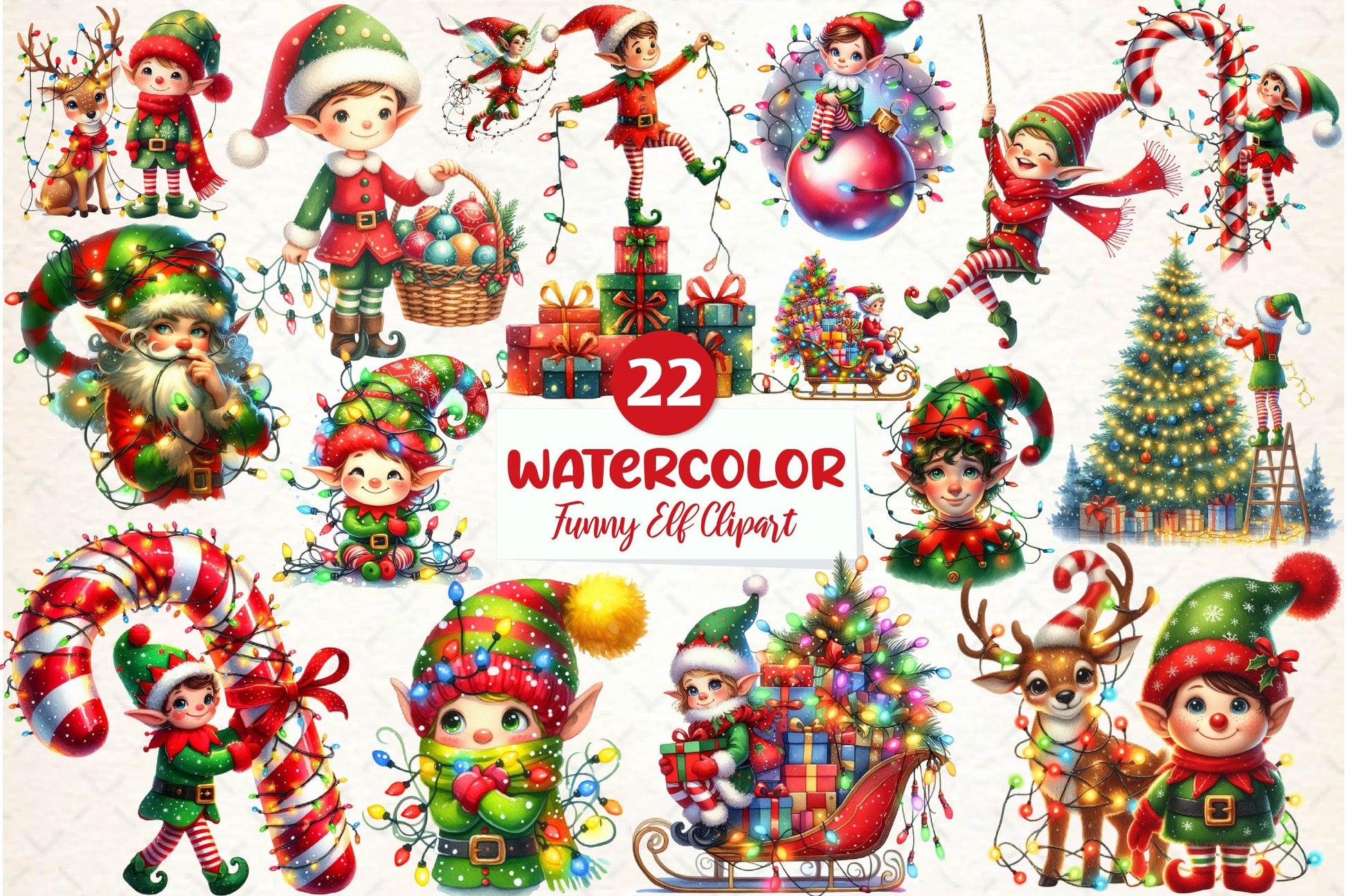 Christmas Elf Funny Elf Clipart Bundle - CraftNest - Digital Crafting and Art
