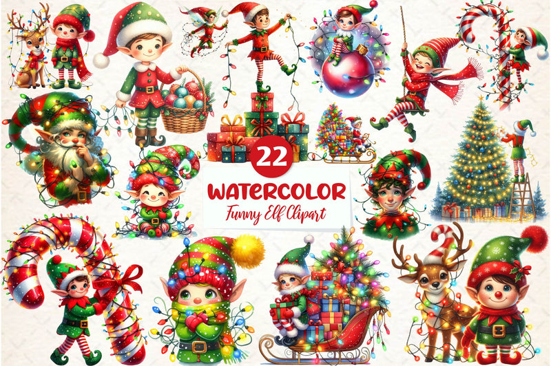 Christmas Elf Funny Elf Clipart Bundle - CraftNest - Digital Crafting and Art