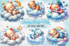 Sleeping Baby Teddy Bears Clipart Bundle