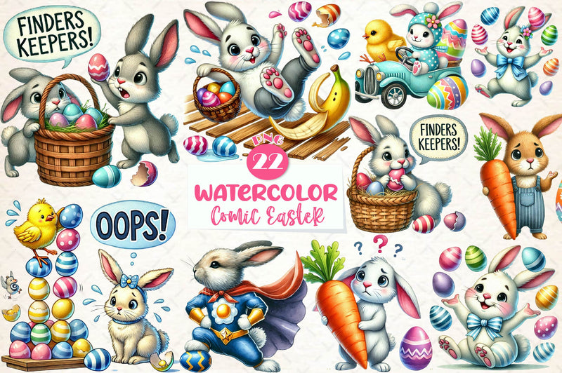 Comic Easter Day Clipart Bundle - CraftNest - Digital Crafting and Art