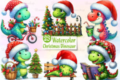 Cute Christmas Dinosaur Clipart Bundle - CraftNest - Digital Crafting and Art