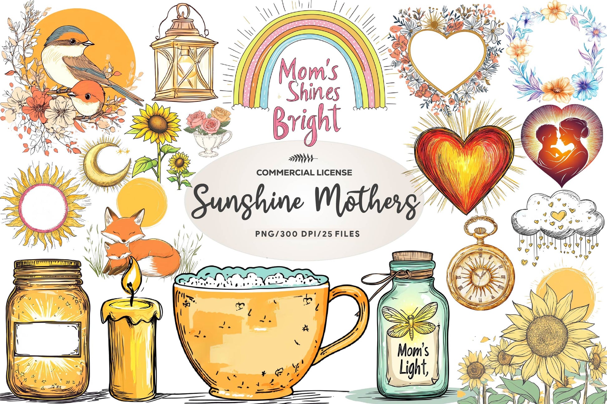 Sunshine & Love Mothers Day Clipart Bundle - CraftNest - Digital Crafting and Art