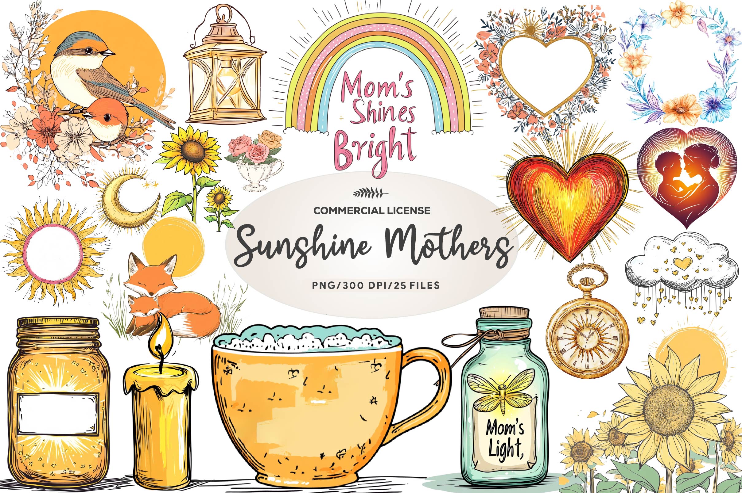 Sunshine & Love Mothers Day Clipart Bundle - CraftNest - Digital Crafting and Art