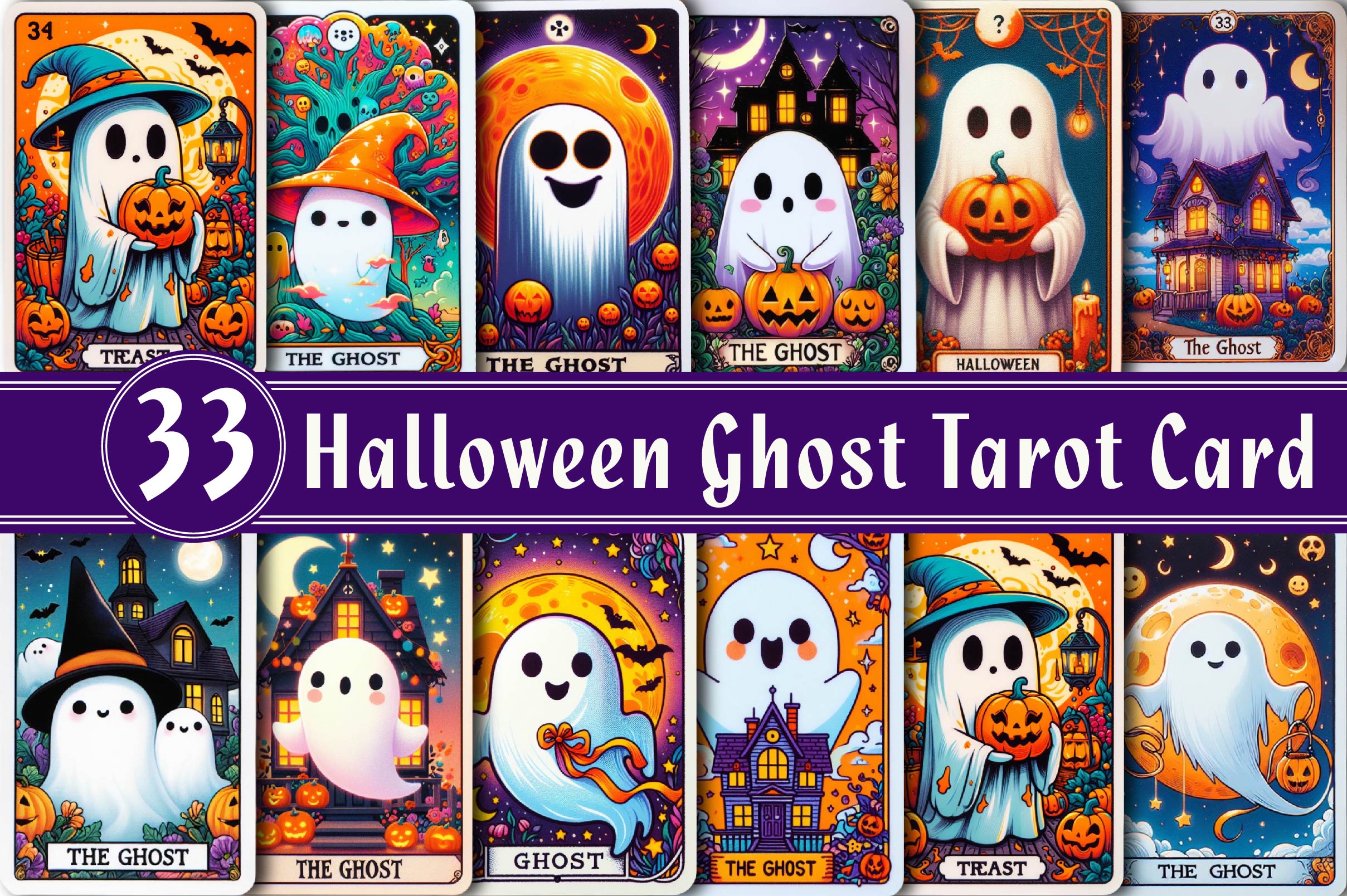 Halloween Ghost Tarot Card Clipart Bundle - CraftNest - Digital Crafting and Art