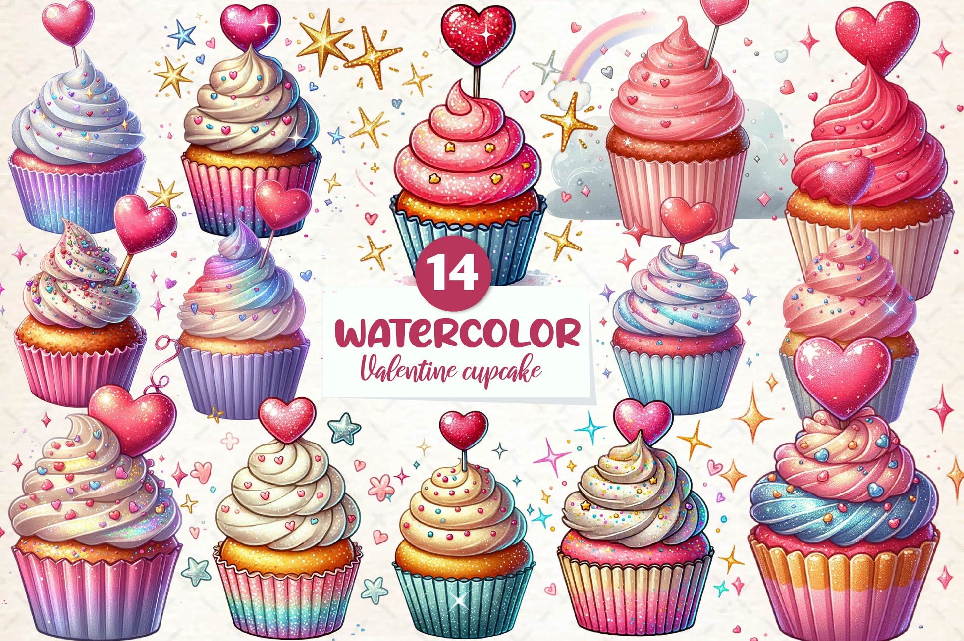 Valentine Cupcake Clipart Bundle - CraftNest - Digital Crafting and Art