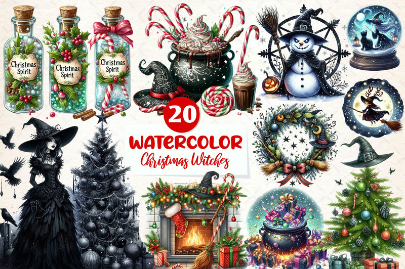 Christmas Witches Clipart Bundle - CraftNest - Digital Crafting and Art
