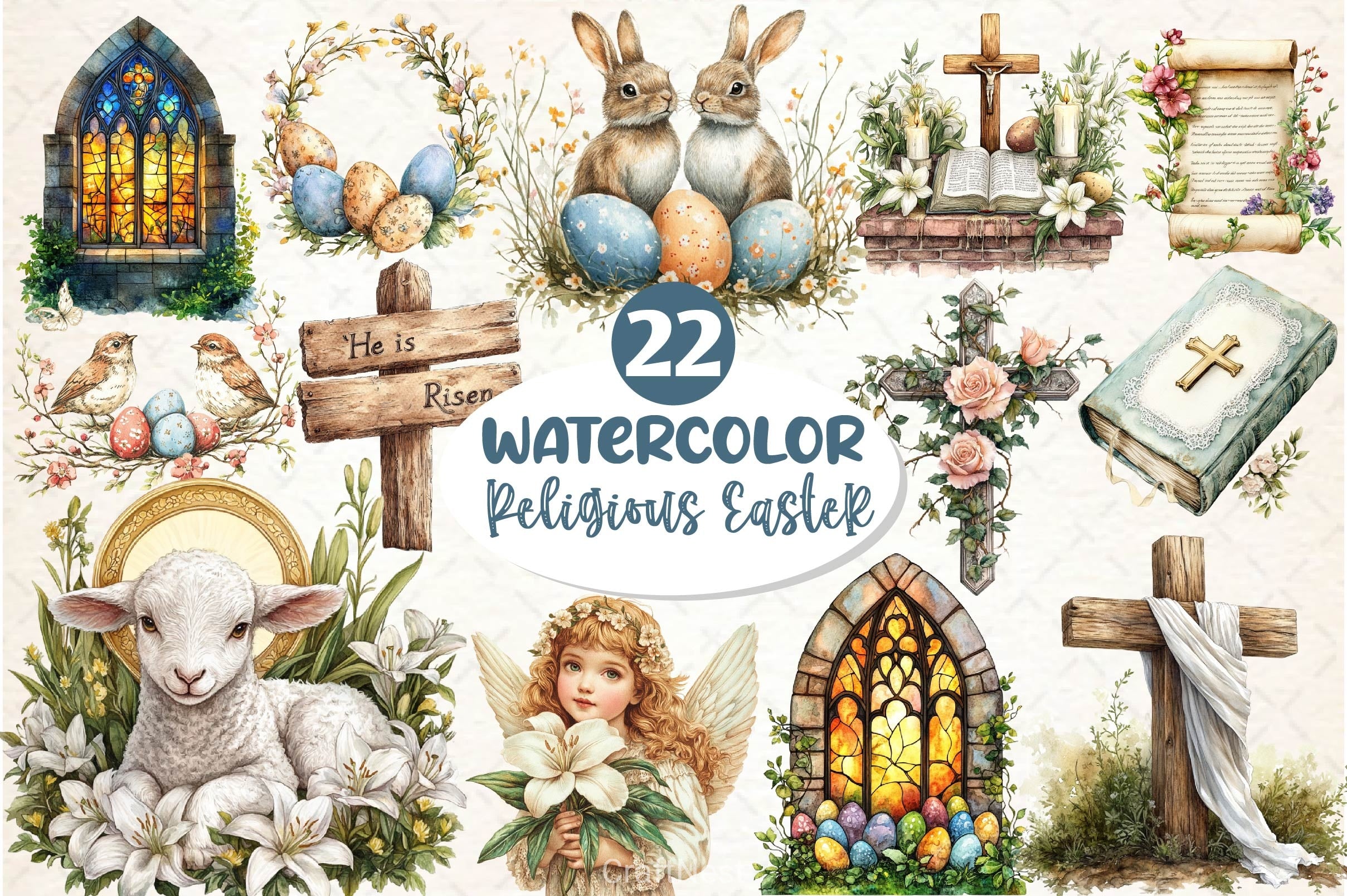 Antique Religious Easter Clipart Bundle 3 - CraftNest - Digital Crafting and Art
