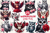 Valentine Gothic Owls Clipart Bundle