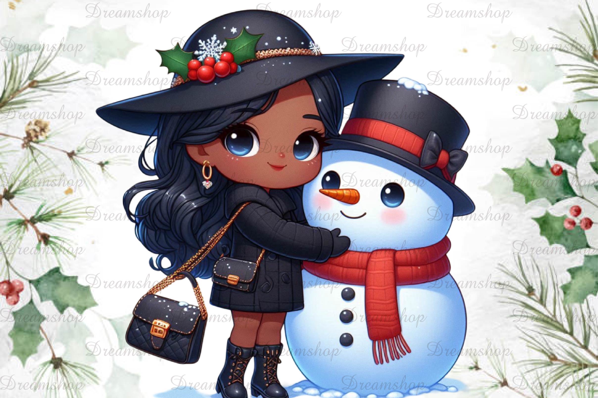 African American Christmas Girl Clipart Bundle 19 - CraftNest - Digital Crafting and Art