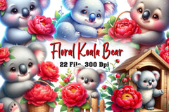 Floral Koala Clipart Bundle - CraftNest - Digital Crafting and Art