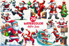 Funny Athlete Santa Clipart Bundle - CraftNest - Digital Crafting and Art