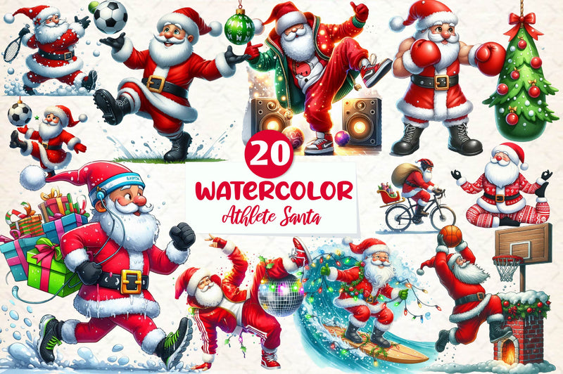 Funny Athlete Santa Clipart Bundle - CraftNest - Digital Crafting and Art