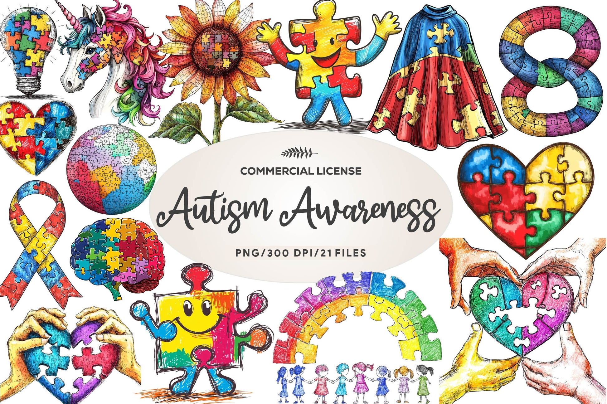 Autism Awareness Puzzle Clipart Bundle - CraftNest - Digital Crafting and Art