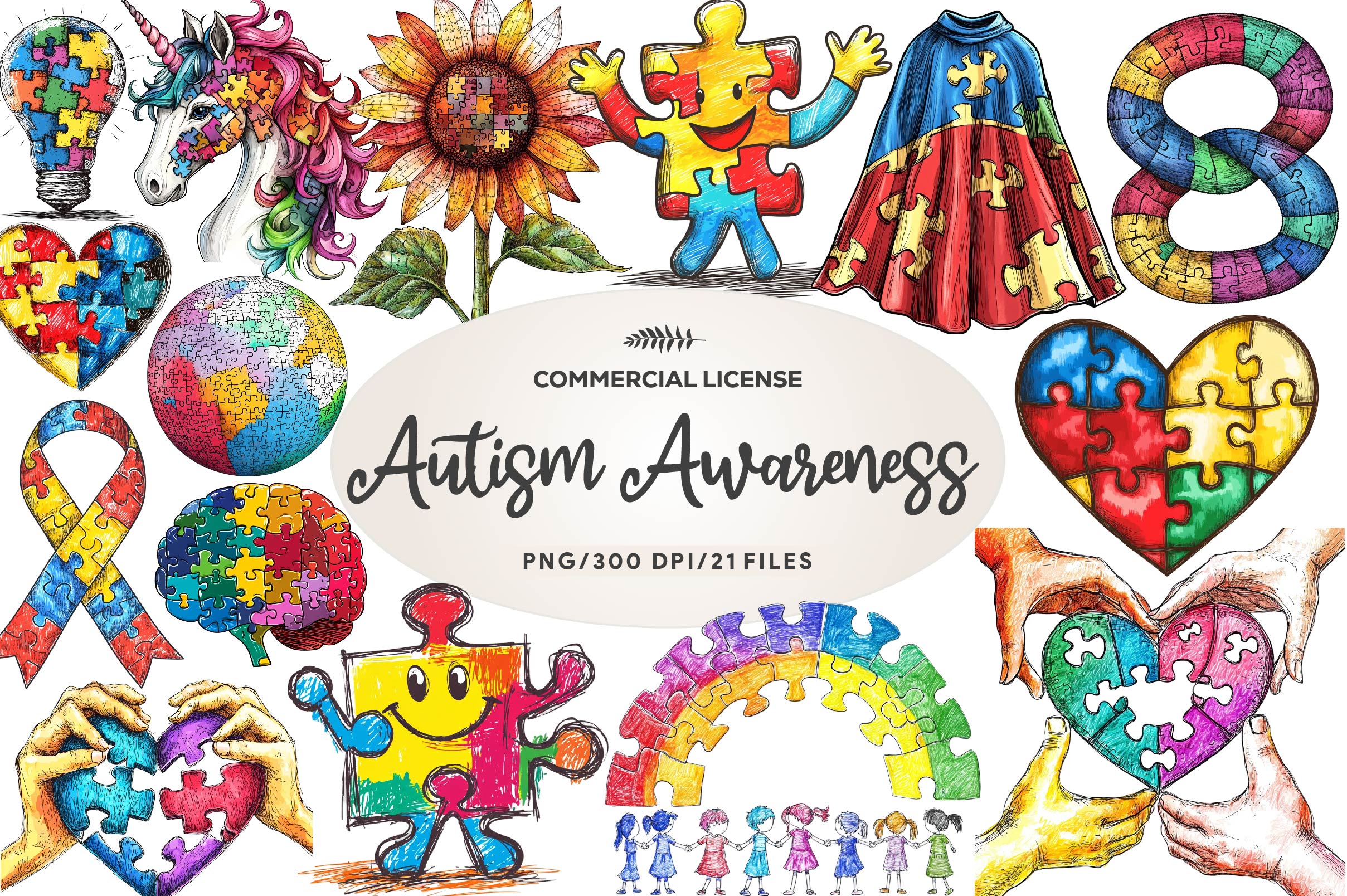Autism Awareness Puzzle Clipart Bundle - CraftNest - Digital Crafting and Art