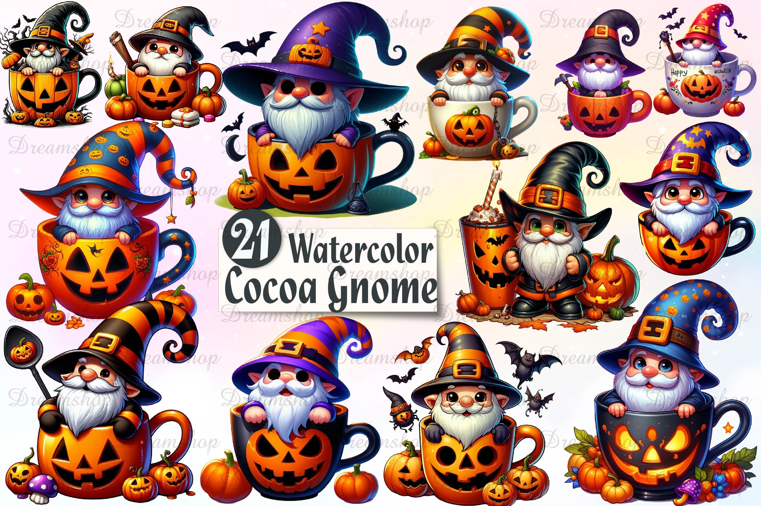 Halloween Cocoa Gnome Clipart Bundle - CraftNest - Digital Crafting and Art