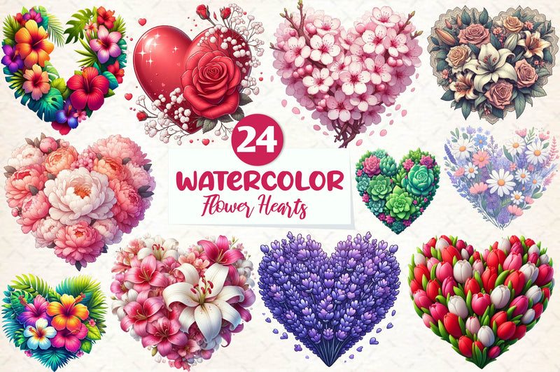 Flower Hearts Valentine Day Clip Art Clipart Bundle - CraftNest - Digital Crafting and Art