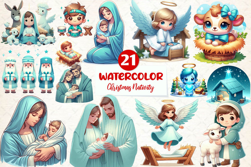 Cute Christmas Nativity Clipart Bundle - CraftNest - Digital Crafting and Art