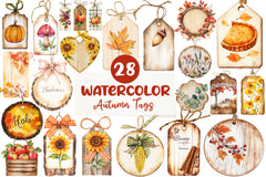 Vintage Wooden Autumn Tags Clipart Bundle - CraftNest - Digital Crafting and Art
