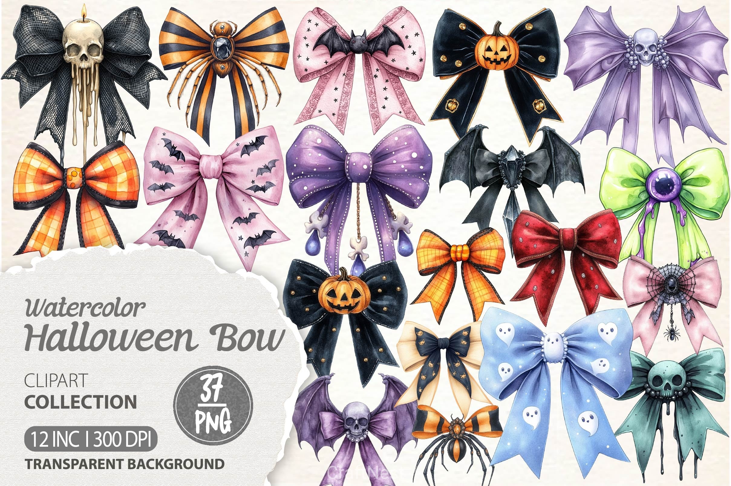 Halloween Coquette Bow Clipart Bundle 4 - CraftNest - Digital Crafting and Art