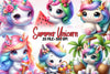 Cute Summer Unicorns Clipart Bundle 1
