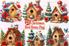 Christmas Wooden Bird House Clipart Bundle