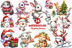 Christmas Bunnies Clipart Bundle - CraftNest - Digital Crafting and Art