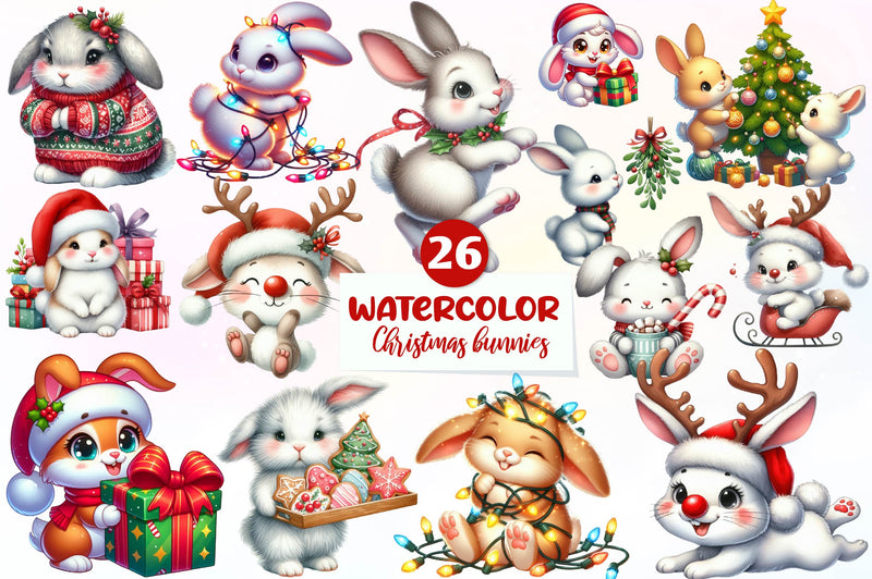 Christmas Bunnies Clipart Bundle - CraftNest - Digital Crafting and Art
