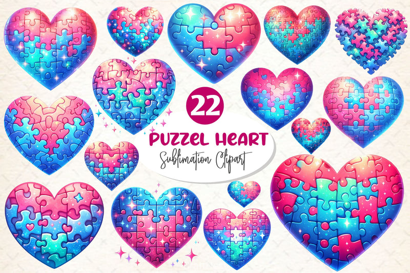 Puzzle Heart Clipart Bundle - CraftNest - Digital Crafting and Art